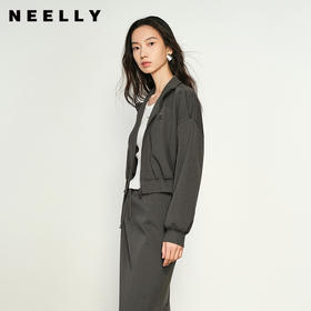 NEELLY纳俪商场同款春季新款休闲简约卫衣短外套女舒适慵懒上衣N25022C01080