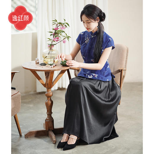 上海逸红颜疏雪2025夏季新款夏日凉爽复古文艺苎麻新中式旗袍上衣 商品图2