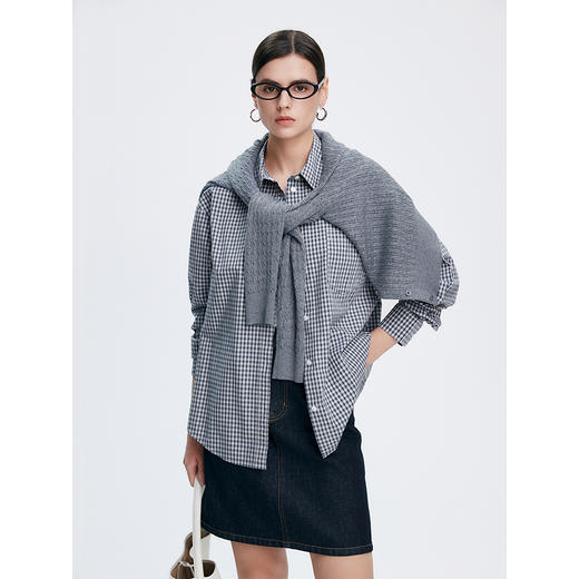 棉仓362604040-初棉miu风格子衬衫 商品图1