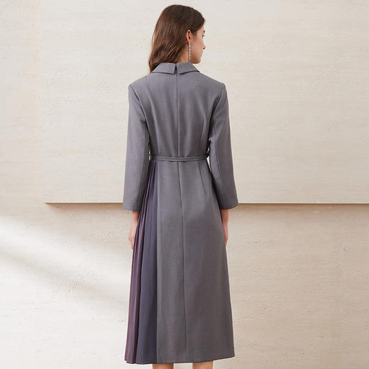EITIE爱特爱冬季新品高腰修身立体西装拼接优雅连衣裙6507255 商品图9