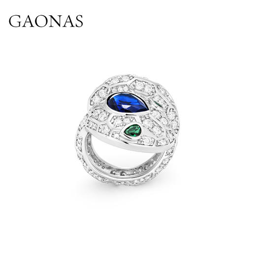 GAONAS  时尚奢华潮流蓝色蛇形戒指11017JB 商品图1