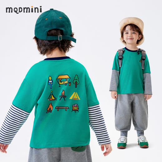 【90-140】【MQDmini】男童春秋假两件长袖条纹T恤时尚百搭 商品图5