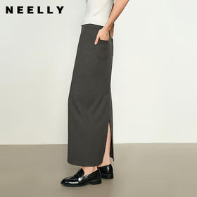 NEELLY纳俪商场同款春季新款修身包臀半身裙女高腰显瘦直筒裙N25022E01091