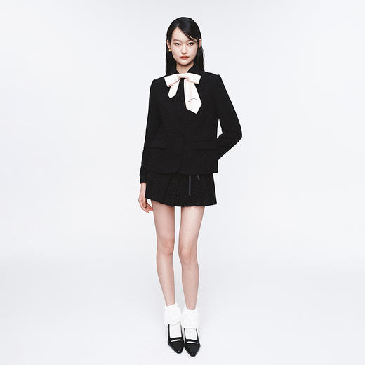 HERLIAN 2025年春季新品可拆卸蝴蝶结装饰不规则百褶短裙 商品图2