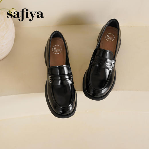 Safiya/索菲娅2025英伦风金属扣百搭轻便增高JK乐福小皮鞋 SFD1112170 商品图6