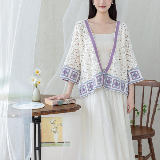 苏苏姐家玉晚开衫手工diy钩针羊毛线编织毛线团衣服材料包 商品图2