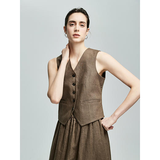 棉仓362699002-初棉粗织亚麻马甲 商品图1