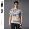 PINLI品立2025春夏新款复古费尔岛印花T恤男士宽松休闲短袖上衣潮B252111011 商品缩略图3