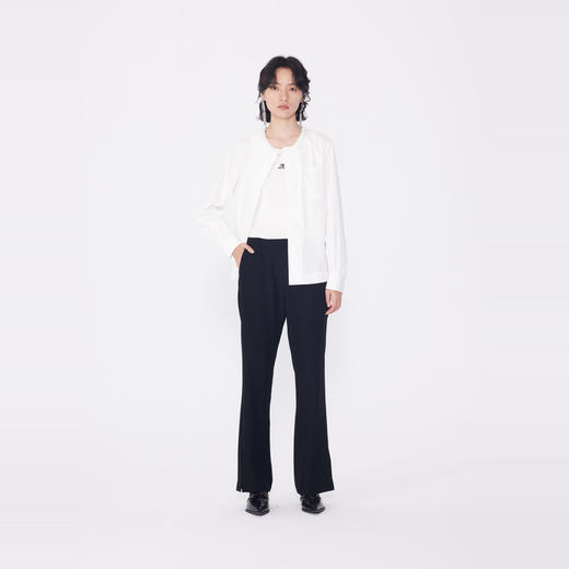 NEELLY纳俪商场同款春季新款纯棉长袖衬衫女设计感白色圆领衬衣N25024B04585 商品图2