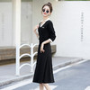 HR-YIXG8855拼色小众设计感衬衫POLO领收腰显高小黑裙2025新款收腰气质连衣裙 商品缩略图3