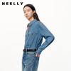 NEELLY纳俪商场同款春新款莱赛尔宽松长袖翻领牛仔衬衫女休闲衬衣N25024B04574 商品缩略图0