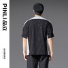PINLI品立2025春夏新款男士宽松连肩袖拼料烫银圆领短袖T恤上衣潮B252111013 商品缩略图2