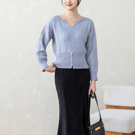 苏苏姐家花影开叉上衣手工diy衣服上衣棒针羊毛编织毛线团材料包 商品图2