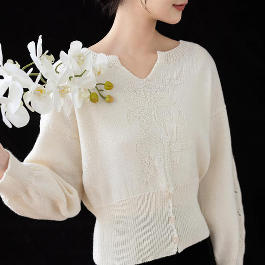 苏苏姐家花影开叉上衣手工diy衣服上衣棒针羊毛编织毛线团材料包 商品图1