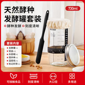 新良顶厨.发酵罐.730ml套装鲁邦波兰种发酵罐酵种培养皿玻璃密封储物罐