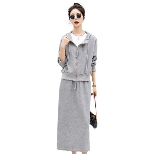 HR-YXG3102时尚休闲两件套裙2025春季新款女装卫衣中长款半身裙套装 商品图4