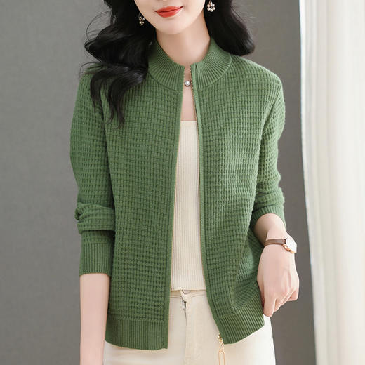 立领针织开衫毛衣外套，短款外搭半高领妈妈上衣CC-101-31743 商品图2