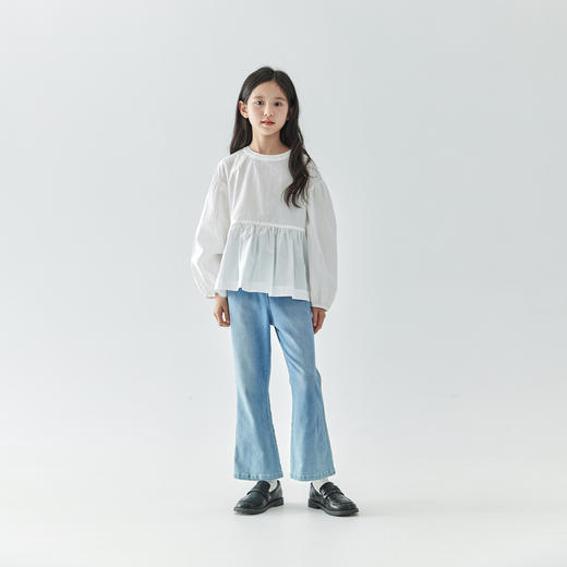 棵初2025年春季新款童装浅色微喇牛仔裤中大童复古弹力九分裤 商品图3