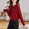 CC-27-2509好看红色毛衣开衫女2025新款春秋薄款针织衫内搭可外穿针织外套女 商品缩略图0