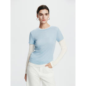 棉仓362601017-初棉天丝羊毛MIU系叠穿组合打底衫奢感微透合体舒适软糯打底衫