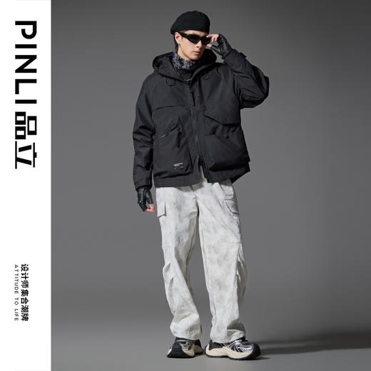 PINLI品立2025春季新款扎染宽松工装裤男士潮牌直筒裤美式伞兵裤GD251117089 商品图1