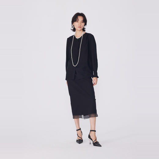 NEELLY纳俪商场同款春季新款莱赛尔长袖衬衫女纯色显瘦衬衣通勤N25024B04584 商品图2