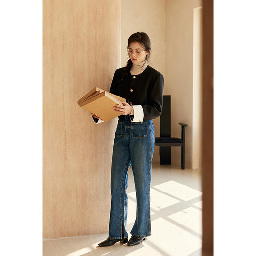 HeyDress圆领撞色袖头短外套 商品图3