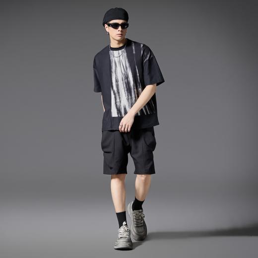 PINLI品立2025春夏新款男士简约休闲宽松短裤潮牌百搭黑色五分裤B252117017 商品图4