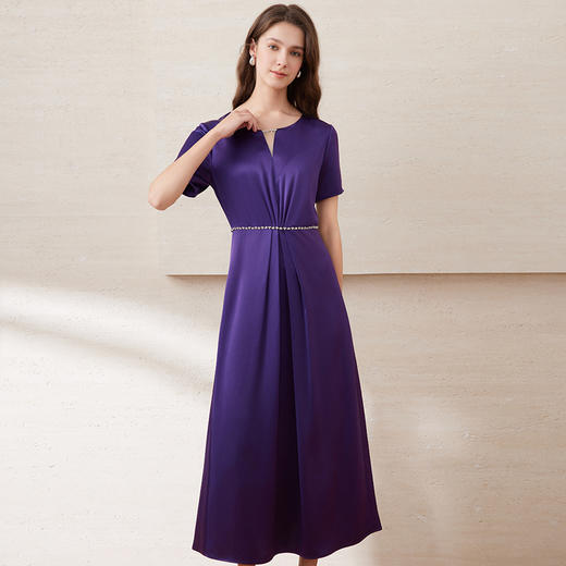 EITIE爱特爱夏季新款镂空V领钉珠钻饰礼服长裙连衣裙7777405 商品图7