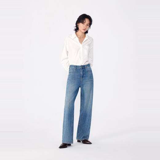 NEELLY纳俪商场同款春季新款莱赛尔高腰直筒裤水洗牛仔裤长裤女N25024H04567 商品图2