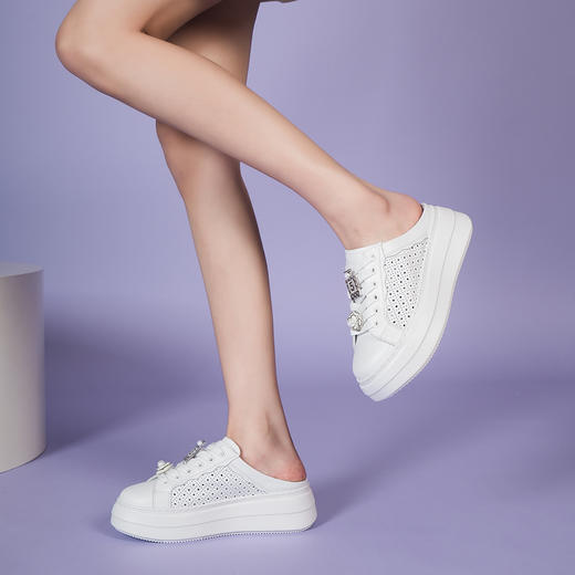 豪麟名鞋奥莱迪嘉女鞋时尚休闲鞋牛皮革DJJGA51WX014白色  原价1960元 商品图1