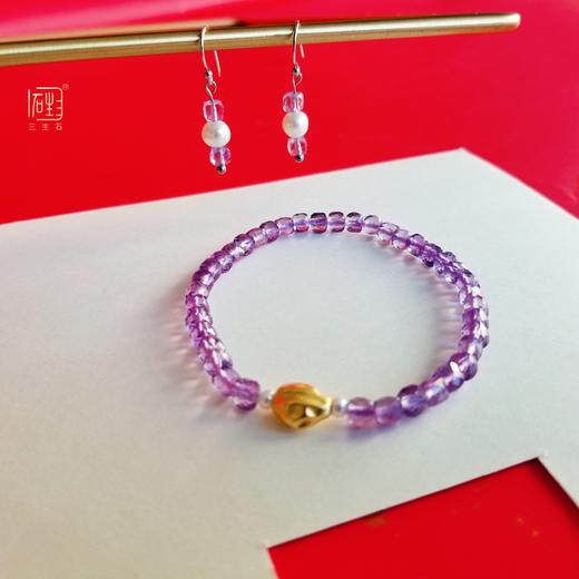 紫水晶刻面原石珍珠手链耳饰套组 商品图8
