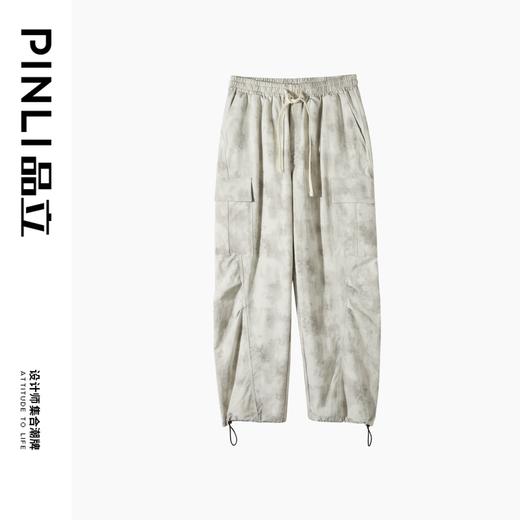 PINLI品立2025春季新款扎染宽松工装裤男士潮牌直筒裤美式伞兵裤GD251117089 商品图5