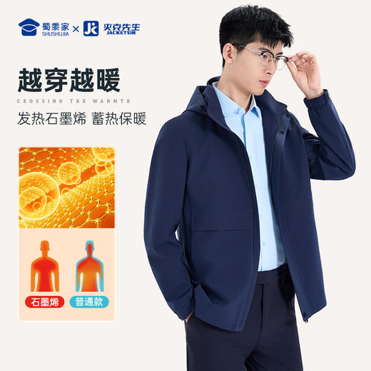 【实付满399送保温杯】【石墨烯风衣外套】可拆卸连帽风衣外套 发热保暖通勤夹克 WZ401 商品图2