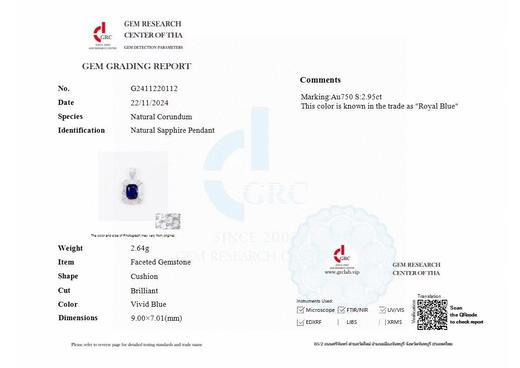 2.95ct刻面蓝宝石吊坠 商品图4