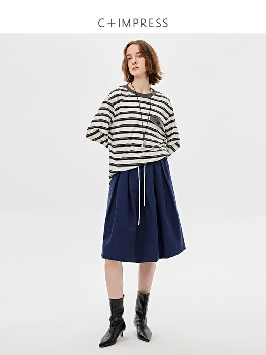 C+IMPRESS西嘉|精梳棉MIU系假两件花苞裙女2025春季新款a字半身裙 商品图2