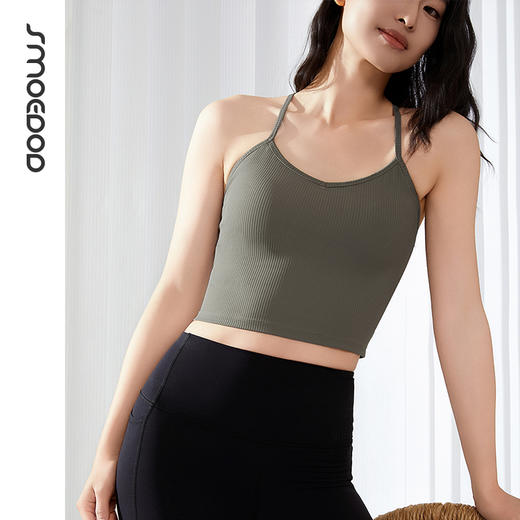 SMOEDOD/水沐伊朵交叉美背固定一体杯时尚螺纹肌理感优雅气质50190 商品图3