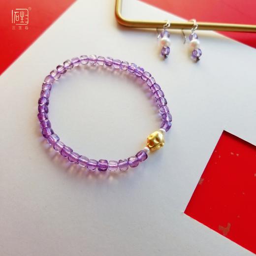 紫水晶刻面原石珍珠手链耳饰套组 商品图6