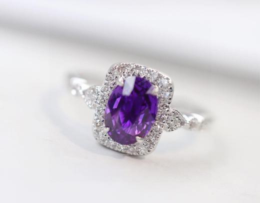 1.1ct刻面紫蓝宝戒指 商品图1