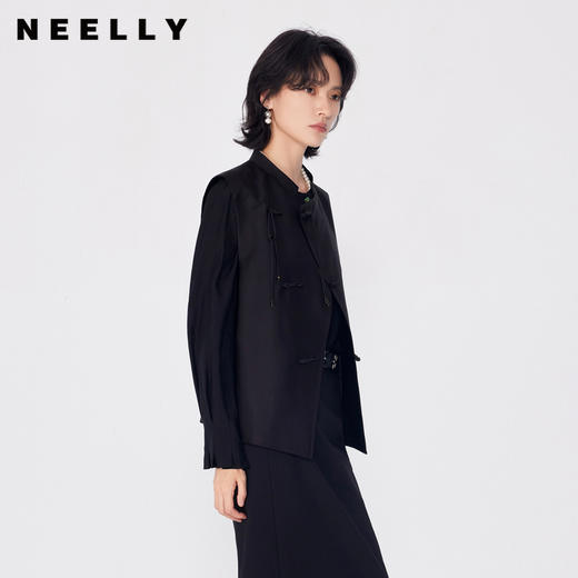 NEELLY纳俪商场同款春季新款设计感新中式小立领无袖上衣马甲女N25024D04570 商品图0