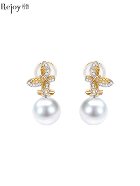 【天猫同款】悦甄 (两戴款  可挂珠)18k金钻石耳夹 翩蝶