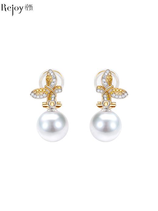 【天猫同款】悦甄 (两戴款  可挂珠)18k金钻石耳夹 翩蝶 商品图0