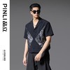PINLI品立2025春夏新款夏威夷领宽松短袖衬衫男印花拼接潮牌衬衣B252113015 商品缩略图4