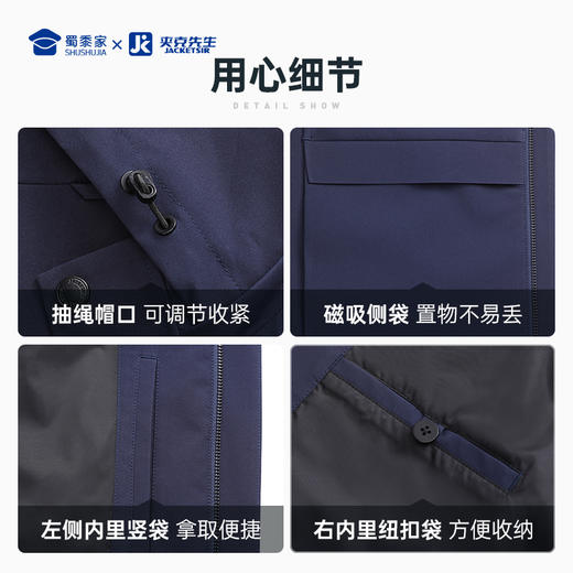 【实付满399送保温杯】【石墨烯风衣外套】可拆卸连帽风衣外套 发热保暖通勤夹克 WZ401 商品图9