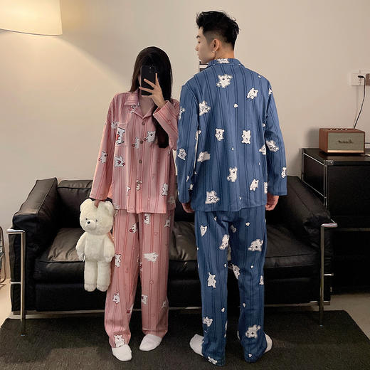 【GZ】无忧购简约可爱仿棉开衫情侣套装家居 商品图12