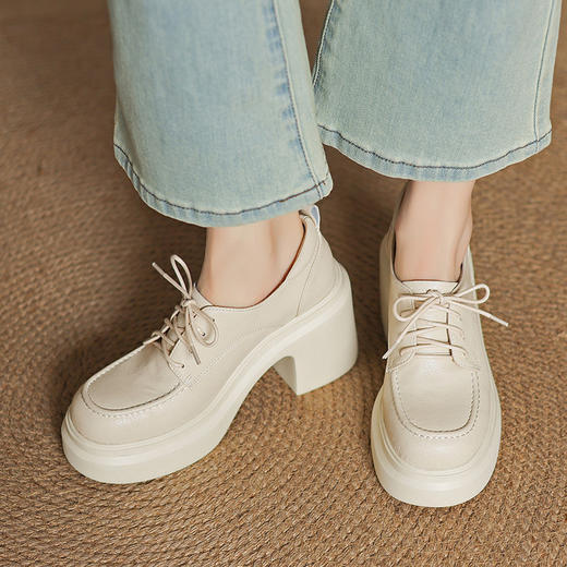 【预售5天】新款厚底英伦风系带内增高10CM乐福小皮鞋单鞋女TYMXY&6837 商品图2