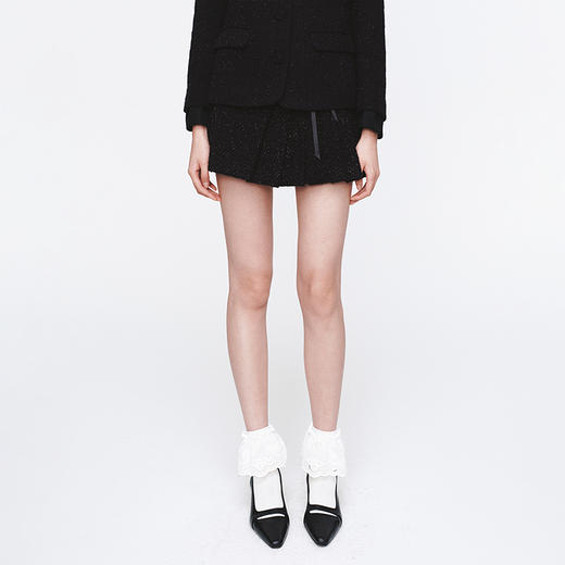 HERLIAN 2025年春季新品可拆卸蝴蝶结装饰不规则百褶短裙 商品图1