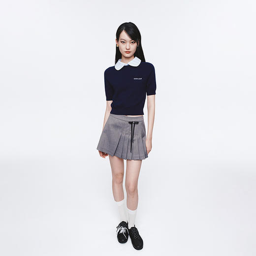 HERLIAN 2025年春季新品可拆卸蝴蝶结装饰不规则百褶短裙 商品图0