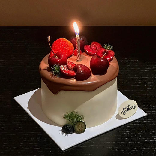 【莓厘相遇】4寸巧克力淋面情人节限定-草莓生日蛋糕 商品图0