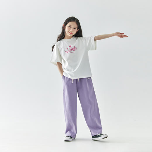 棵初26年春夏新款童装浪漫字母印花短袖T恤女童基础百搭全棉上衣 商品图3